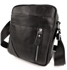 Чоловіча шкіряна сумка через плече 18х21х7, барсетка для документів Tiding Bag M38-10131A чорна
