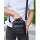 Чоловіча сумка-барсетка шкіряна 22х24х8 / месенджер на одне плече для міста та подорожей, чорний