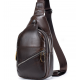 Чоловічий шкіряний рюкзак на одне плече 18х32х7, сумка-слінг для міста TIDING BAG MK03983 коричнева
