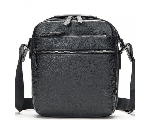 Шкіряна чоловіча сумка планшет через плече 23х26х8, наплічна барсетка Tiding Bag MN-284334 чорна