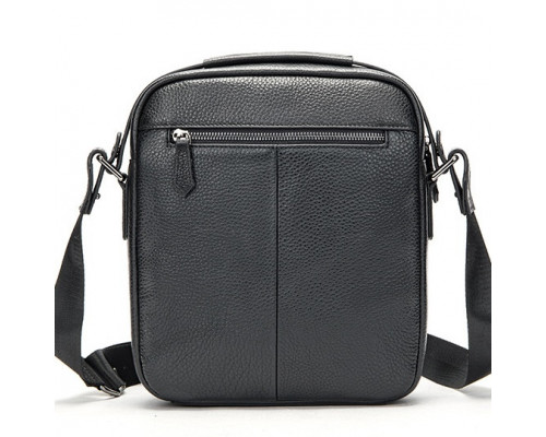 Шкіряна чоловіча сумка планшет через плече 23х26х8, наплічна барсетка Tiding Bag MN-284334 чорна