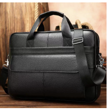Чоловіча шкіряна сумка для ноутбука та документів 39х28х8, портфель для міста Tiding Bag RD-23134 чорний