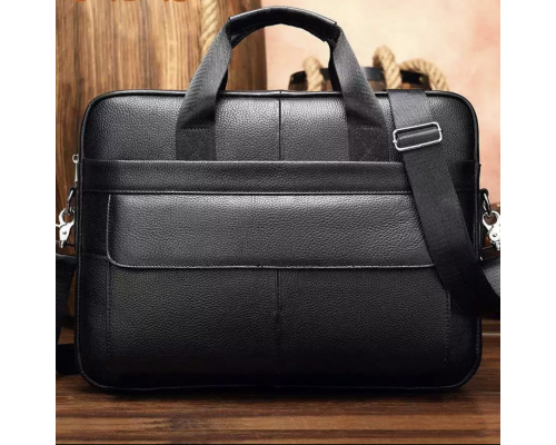 Чоловіча шкіряна сумка для ноутбука та документів 39х28х8, портфель для міста Tiding Bag RD-23134 чорний