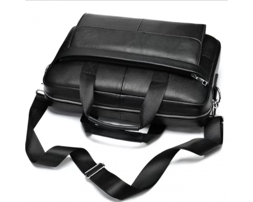 Чоловіча шкіряна сумка для ноутбука та документів 39х28х8, портфель для міста Tiding Bag RD-23134 чорний