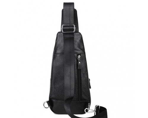 Чоловіча шкіряна сумка-слінг 17х32х7, бананка для роботи та офісу TIDING BAG - MK-96303 чорна