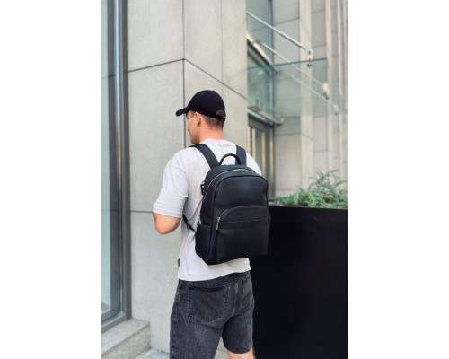 Чоловічий міський шкіряний рюкзак 28х39х15, сумка наплічна для роботи та подорожей Tiding Bag 60320 чорна