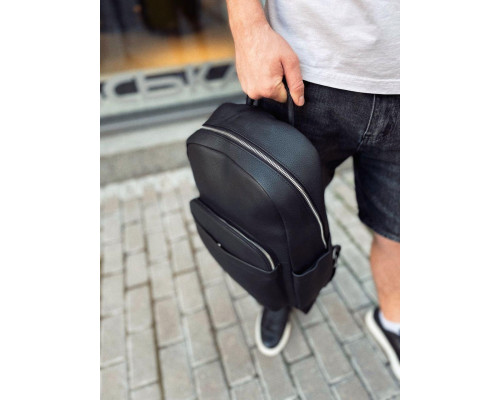 Чоловічий міський шкіряний рюкзак 28х39х15, сумка наплічна для роботи та подорожей Tiding Bag 60320 чорна