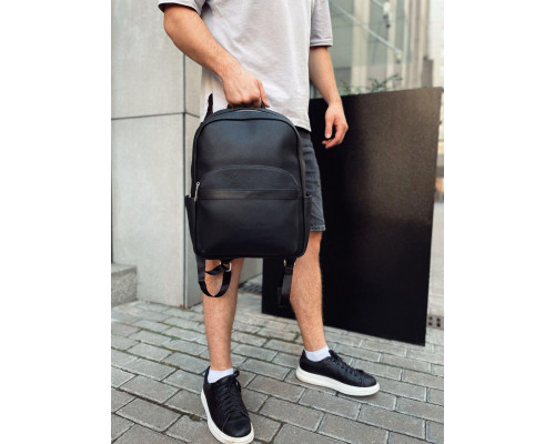 Чоловічий міський шкіряний рюкзак 28х39х15, сумка наплічна для роботи та подорожей Tiding Bag 60320 чорна