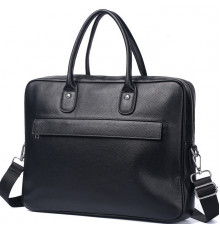 Шкіряна чоловіча сумка для ноутбука 40х30х8, офісний діловий портфель Tiding Bag M364A чорний