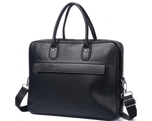 Шкіряна чоловіча сумка для ноутбука 40х30х8, офісний діловий портфель Tiding Bag M364A чорний