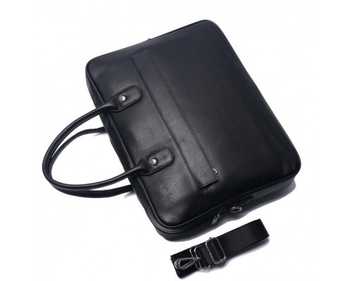 Шкіряна чоловіча сумка для ноутбука 40х30х8, офісний діловий портфель Tiding Bag M364A чорний