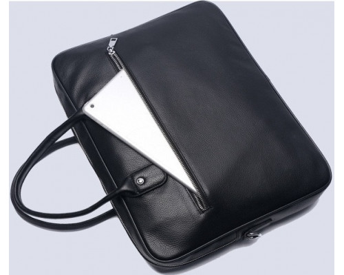 Шкіряна чоловіча сумка для ноутбука 40х30х8, офісний діловий портфель Tiding Bag M364A чорний