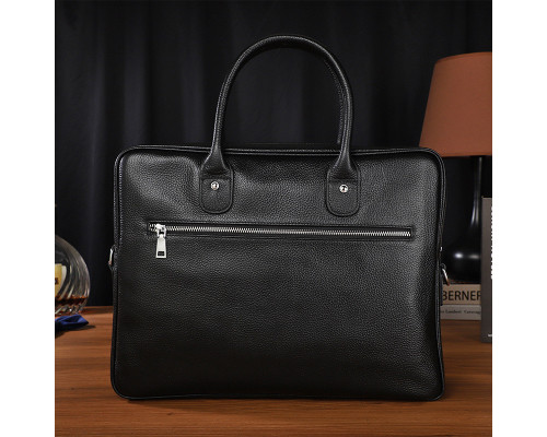Шкіряна чоловіча сумка для ноутбука 40х30х8, офісний діловий портфель Tiding Bag M364A чорний