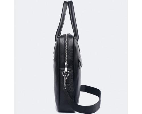 Шкіряна чоловіча сумка для ноутбука 40х30х8, офісний діловий портфель Tiding Bag M364A чорний