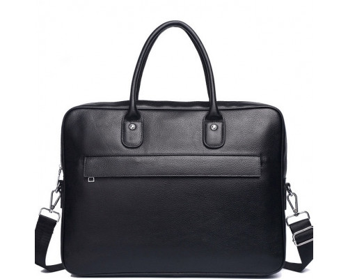 Шкіряна чоловіча сумка для ноутбука 40х30х8, офісний діловий портфель Tiding Bag M364A чорний