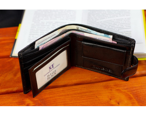 Стильне шкіряне портмоне ST Leather В 103 Чорний