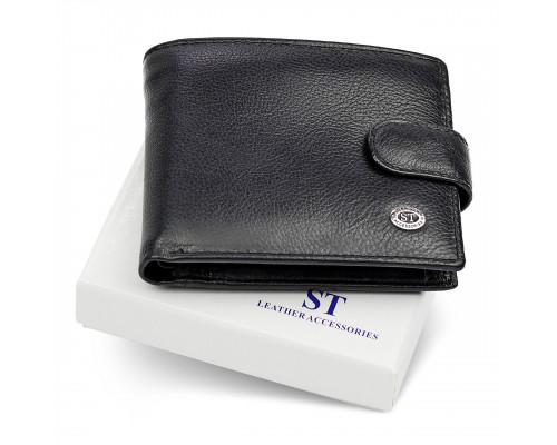 Класичне чоловіче портмоне з натуральної шкіри ST Leather ST102 Чорний