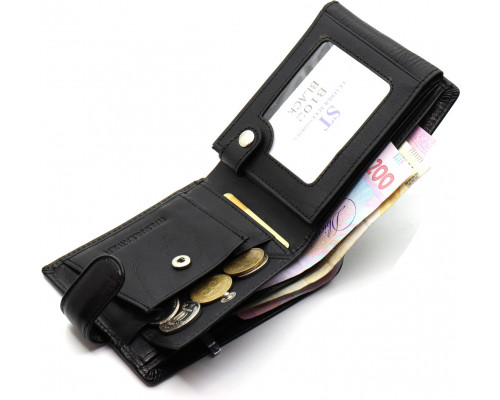 Класичне чоловіче портмоне з натуральної шкіри ST Leather ST102 Чорний