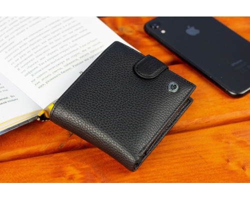 Класичне чоловіче портмоне з натуральної шкіри ST Leather ST102 Чорний