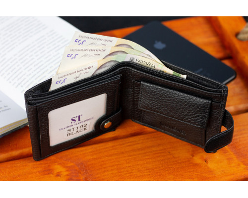 Класичне чоловіче портмоне з натуральної шкіри ST Leather ST102 Чорний