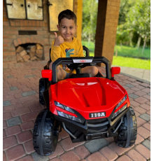 Дитячий електромобіль ДЖИП БАГГІ двомісний (4 двигуни, пульт, світло, музика), Червоний
