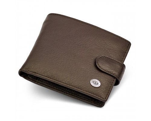 Шкіряне чоловіче портмоне на кнопці ST Leather ST104 Коричневе