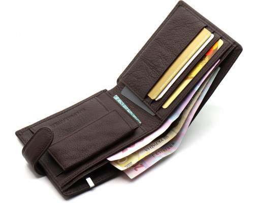 Шкіряне чоловіче портмоне на кнопці ST Leather ST104 Коричневе