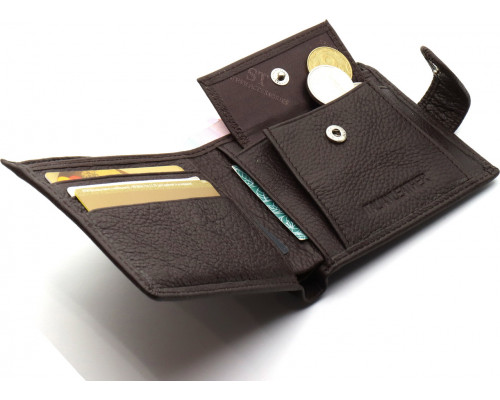 Шкіряне чоловіче портмоне на кнопці ST Leather ST104 Коричневе