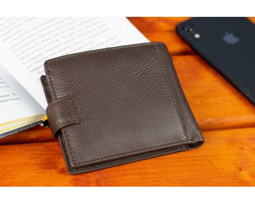Шкіряне чоловіче портмоне на кнопці ST Leather ST104 Коричневе