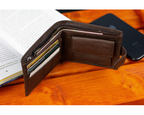 Шкіряне чоловіче портмоне на кнопці ST Leather ST104 Коричневе