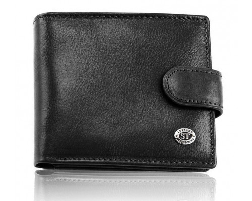 Класичне чоловіче портмоне з натуральної шкіри ST Leather В102 Чорний