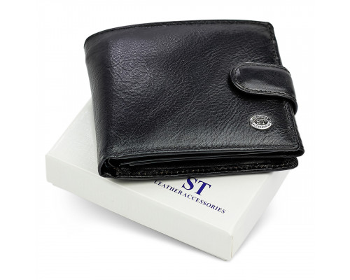Класичне чоловіче портмоне з натуральної шкіри ST Leather В102 Чорний