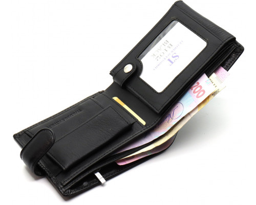 Класичне чоловіче портмоне з натуральної шкіри ST Leather В102 Чорний