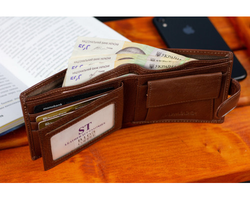 Стильне шкіряне чоловіче портмоне ST Leather В103 Коричневий