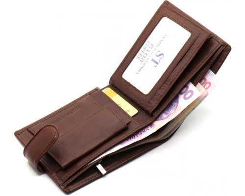 Стильне шкіряне чоловіче портмоне ST Leather В103 Коричневий