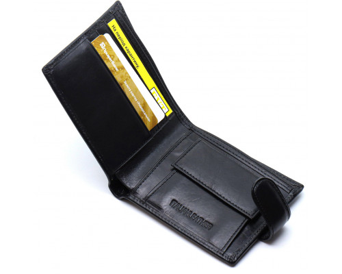 Шкіряне чоловіче портмоне на кнопці ST Leather ST104 Чорний