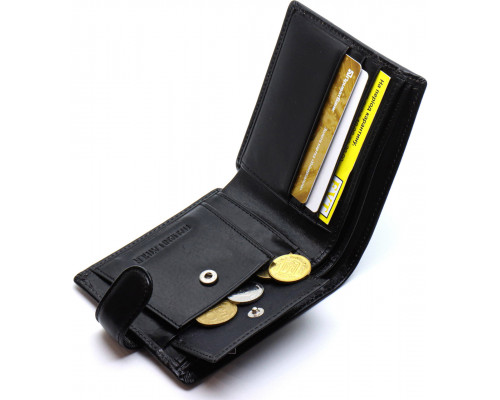 Шкіряне чоловіче портмоне на кнопці ST Leather ST104 Чорний