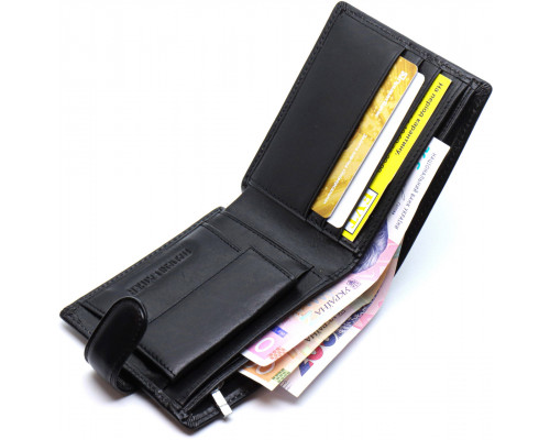 Шкіряне чоловіче портмоне на кнопці ST Leather ST104 Чорний