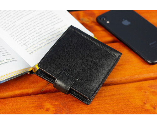 Шкіряне чоловіче портмоне на кнопці ST Leather ST104 Чорний