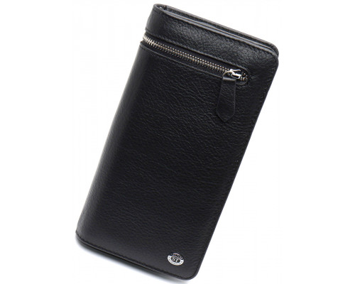 Чорний багатофункціональний чоловічий гаманець з натуральної шкіри МС291