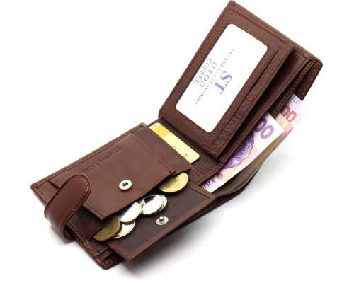 Коричневе чоловіче портмоне з натуральної шкіри з фіксацією ST Leather ST103