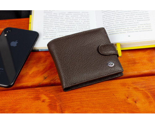 Коричневе чоловіче портмоне з натуральної шкіри з фіксацією ST Leather ST103