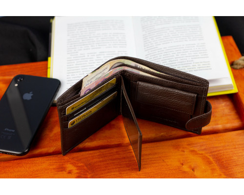 Коричневе чоловіче портмоне з натуральної шкіри з фіксацією ST Leather ST103
