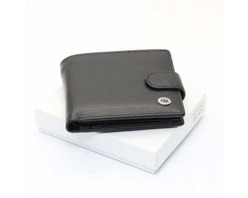 Чорне чоловіче портмоне з натуральної шкіри з фіксацією ST Leather ST103