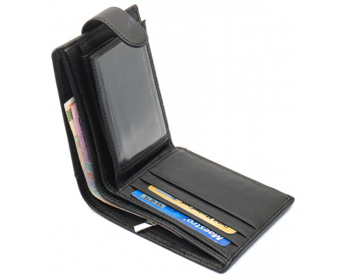 Чорне чоловіче портмоне з натуральної шкіри з фіксацією ST Leather ST103