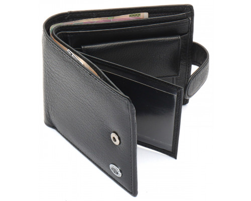 Чорне чоловіче портмоне з натуральної шкіри з фіксацією ST Leather ST103