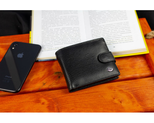 Чорне чоловіче портмоне з натуральної шкіри з фіксацією ST Leather ST103