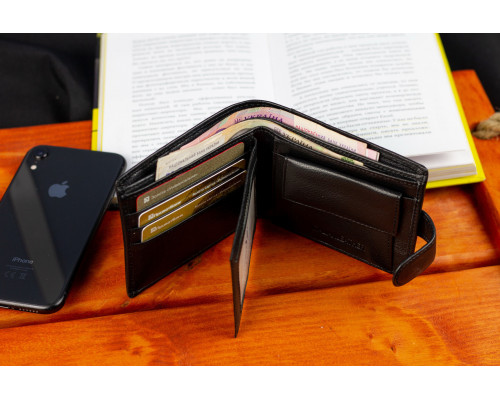 Чорне чоловіче портмоне з натуральної шкіри з фіксацією ST Leather ST103