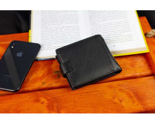 Чорне чоловіче портмоне з натуральної шкіри з фіксацією ST Leather ST103