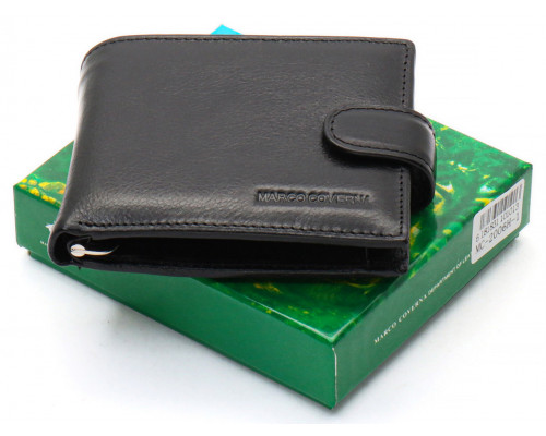 Чорне шкіряне чоловіче портмоне із затискачем для грошей Marco Coverna MC-2006H-1